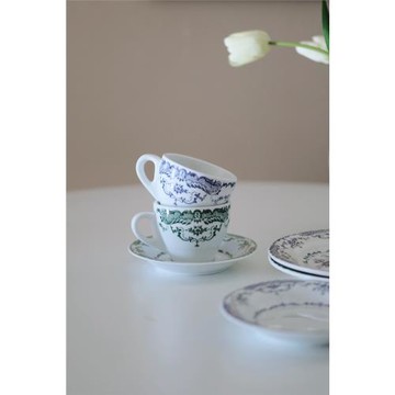 ins中古風咖啡杯英式復古陶瓷杯田園鄉村風青花杯碟民宿餐廳餐盤