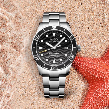 MIDO 美度 OCEAN STAR 39 海洋之星波紋浮雕潛水機械錶/黑/39mm/M0269071106100
