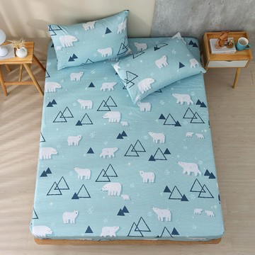 雙人特大床包枕套組/美國棉授權品牌 / 哈肯小熊  [鴻宇] 台灣製 - 2507藍