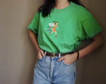 Birdddland原創手繪圖案 Swing復古重磅Tshirt 夏日綠色 禮物