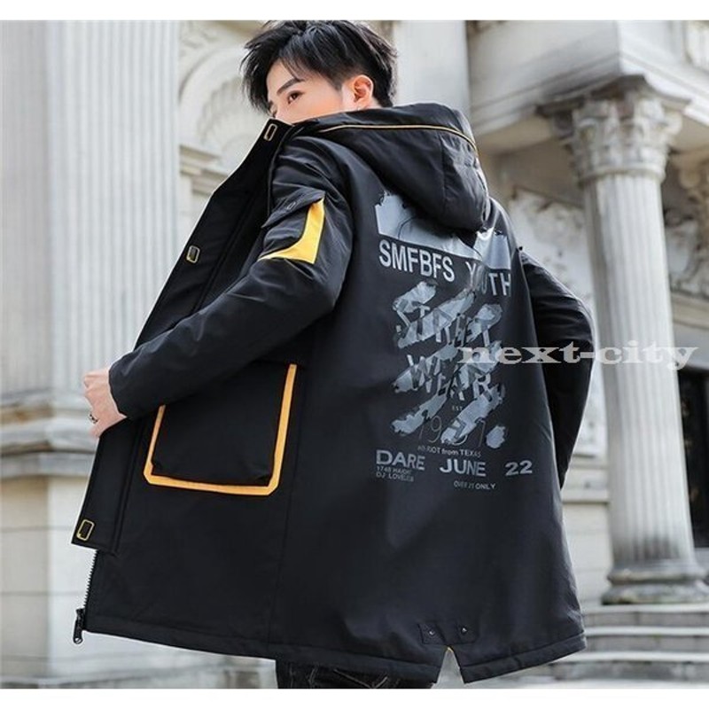 ジャケット メンズ 膝丈 大きいサイズ 英語 トップス 厚手 裏起毛 ポケット付き フード付き カジュアル アウター 秋 春 冬 通販 Lineポイント最大0 5 Get Lineショッピング