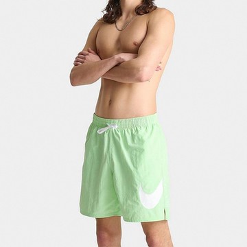 Nike 短褲 Swim 7 Volley Shorts 男款 綠白 海灘褲 7吋 透氣 速乾 開衩 褲子 NESSE506-338