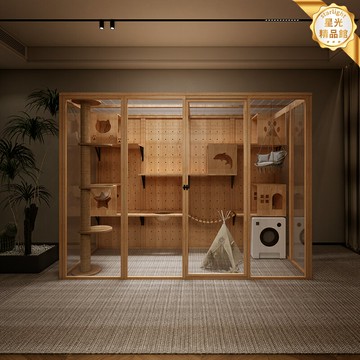 【全景玻璃豪宅】貓別墅 貓籠 貓屋 貓舍 貓爬架 貓房子 大型豪華定製 室內家用 多層實木結構 貓咪樂園