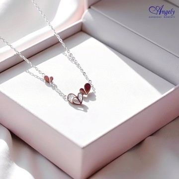 [快速出貨]【Angely】心心相映鋯石項鍊(享盒裝服務)｜簡約 氣質 精緻 生日禮物 情人禮物 女生禮物 職場穿搭 10月壽星生日快樂