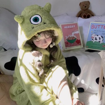 ATL 兒童居家服 兒童加絨加厚睡衣 男女童保暖睡衣 兒童大眼仔睡袍 男女童秋冬季可外穿珊瑚絨睡衣 家居服 加絨加厚套裝