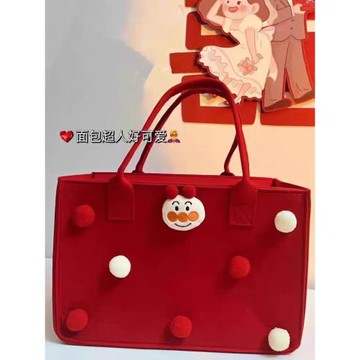 小紅書同款婚慶包高顏值新款毛氈包高品質中國紅拉鏈承重包