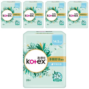 Kotex 靠得住 茶樹舒涼護墊  14.5cm  26片  5包