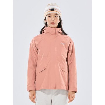 探路者沖鋒衣女秋冬戶外防潑水連帽保暖可拆卸兩件套三合一沖鋒衣