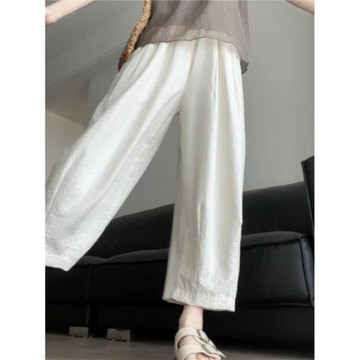 胖mm今年流行的爆款褲子大碼白色香蕉褲女小個子寬松闊腿鐮刀褲夏