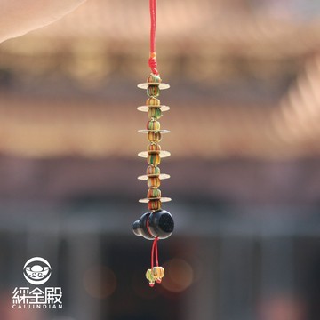 【綵金殿】黑曜石 葫蘆 六帝錢 吊飾 招財 直直賺 化煞 鎮宅 招財 開運 吊飾 擺件