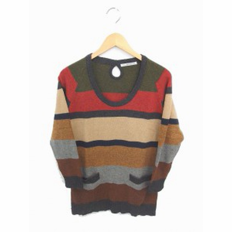 中古 パーリッシィ Par Ici ワンピース チュニック ニット ボーダー ウール 長袖 F 赤 茶 レッド ベージュ Tt9 レディース 通販 Lineポイント最大1 0 Get Lineショッピング