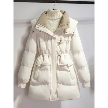 羽絨服女款冬季中長款今年流行爆款小個子收腰超好看連帽保暖外套