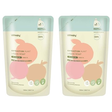 US baby 優生嬰兒植淨酵素洗衣液體皂 補充包 植萃淨味因子 柔細泡沫 易沖洗不殘留  1L  2包