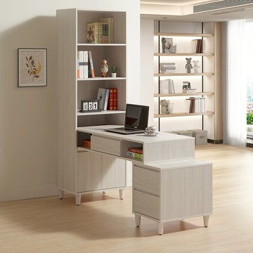 直人木業-UL極簡風白榆木可調整型書桌組122-180公分