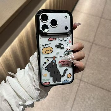 ✨iphone保護殼✨晾曬黑貓適用蘋果17PROMAX手機殼iPhone16可愛14黑框13防摔12卡通