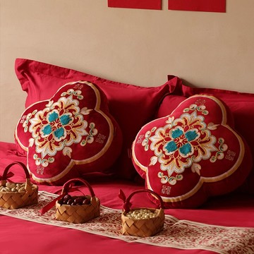 台灣公司貨 免運 可開票 結婚 訂婚 結婚抱枕一對沙發客廳壓床主臥婚房布置男方紅色靠墊結婚用品大全