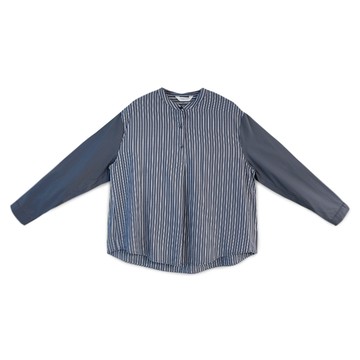 拼色條紋上衣 灰F