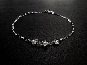 小清新赫基默鑽石手鍊/腳鍊 美國 閃靈鑽 Herkimer SV925/14KGF