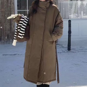 [巴黎精品] 現貨+預購 頂級真羽絨外套90%鴨絨羽絨衣秋冬外套上衣大碼休閒女裝-立領繫腰中長風衣5色a1lr57