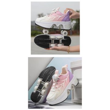 學生暴走鞋四輪男童女孩兒童夏款滑行鞋青少年帶輪子可走路溜冰鞋