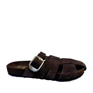 SERGIO MORETTI WOMEN'S BROWN WEDGE OPEN-TOE SLIPPERS 棕色女款鞋子