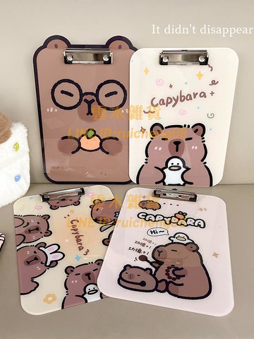 創意A4板夾寫字墊卡通可愛亞克力文件資料夾辦公夾板眼鏡卡皮吧啦【雲木雜貨】