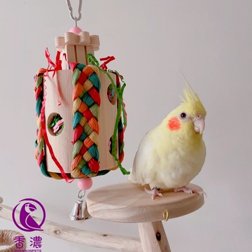 香濃❤木桶紙撕啃咬串 草編磨牙 鸚鵡木質鳥玩具