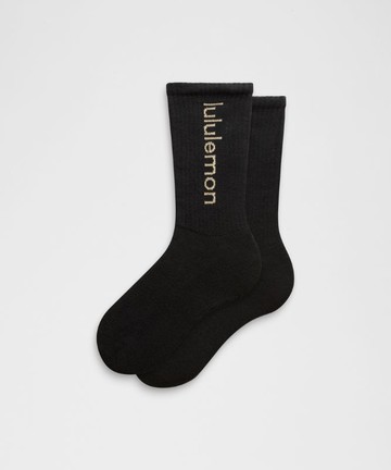 Unisex Daily Essential Crew Socks Metallic Wordmark Size Medium