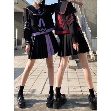 【水木琉璃jk】原創正版jk制服套裝夏裝辣妹水手服暗黑不良短長裙