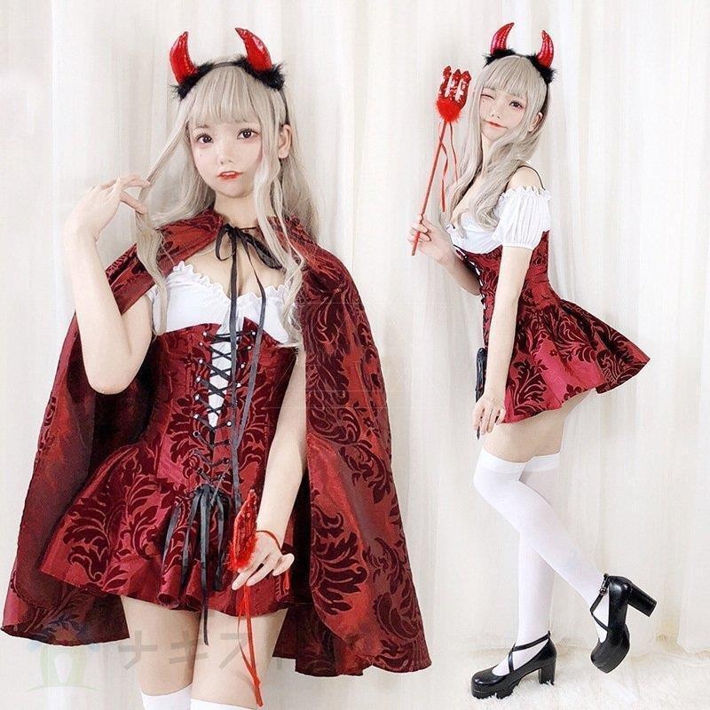 ハロウィン 仮装 ゴシック風赤ずきんにマント コスプレ衣装 女王 巫女