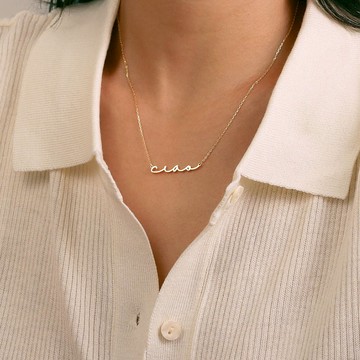 原創設計筆記項鏈925純銀鍍18K金簽名風項鏈鎖骨鏈交換禮物姊妹禮