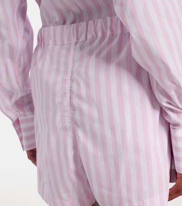 Hunza G Embroidered striped cotton poplin shorts