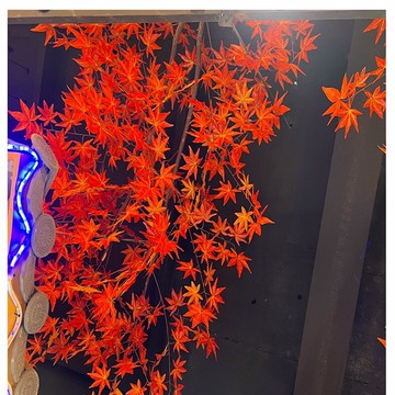 【新店熱銷】選假紅楓d樹枝樹葉綠楓樹飯店火鍋奶茶店鋪櫥窗吊頂裝飾掛壁布.