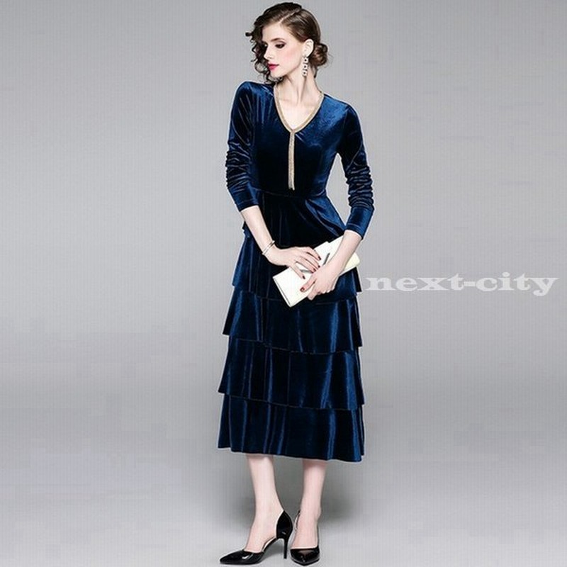 ワンピース レディース 40代 30代きれいめ 秋冬 長袖 上品 マキシワンピース ロング丈 ベルベット パーティードレス おしゃれ 通勤 着痩せ 通販 Lineポイント最大0 5 Get Lineショッピング