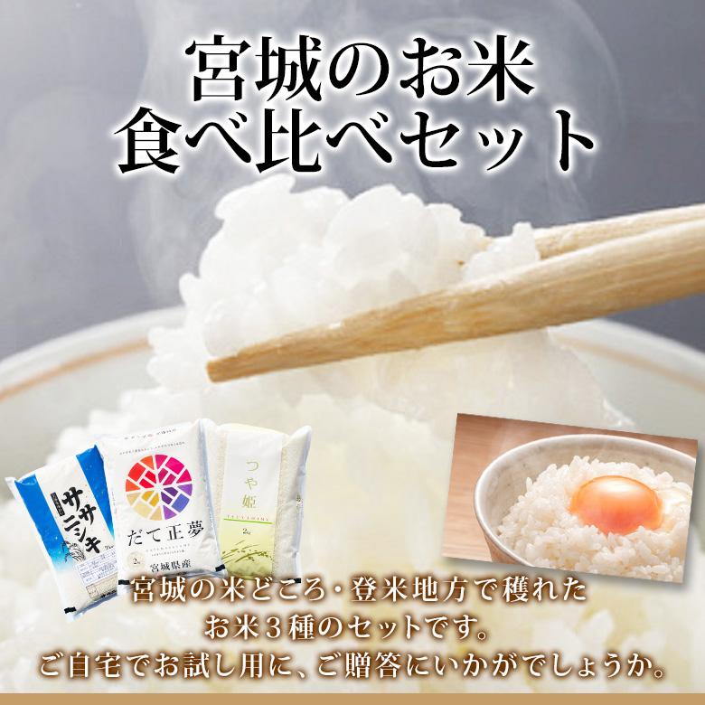 新米 宮城 お米 食べくらべ セット 送料無料 (2kg×3種) 菊武商店 東北 気仙沼 令和5年産 登米産 贈答 ギフト お歳暮