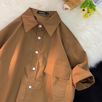 工裝短袖襯衫男日系復古cityboy休閑上衣夏季薄款寬松半袖襯衣潮