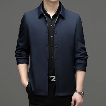 中長款風衣男翻領外套2025春秋季商務休閑中年男裝寬松大碼夾克衫