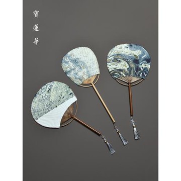 天然大漆雙面漂流漆竹團扇 中式復古文藝扇竹制宣紙扇子 茶爐風扇
