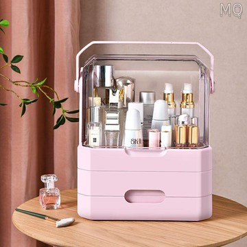 全新 Eleanora網美款 防塵化妝品 收納盒 置物架桌面護膚品口紅梳妝檯 保養品收納 手提收納盒