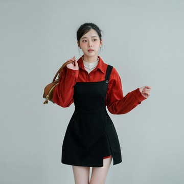 ★限時下殺$550★MIUSTAR正韓．空氣棉吊帶三口調節後鬆緊褲裙(共2色)1015預購【NP2913RE】