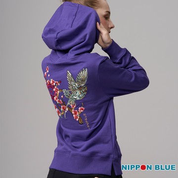 【首降買1送1↘滿額再折㊙】金標青鳥傳信女款連帽長TEE(紫) - BLUE WAY 日本藍