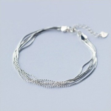 925純銀手鍊 手環-日韓多層流蘇設計生日情人節禮物女飾品73dp68【獨家進口】【米蘭精品】