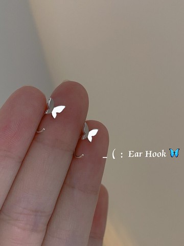 925純銀蝴蝶耳鉤簡約夏款設計感小眾年新款女耳環精致