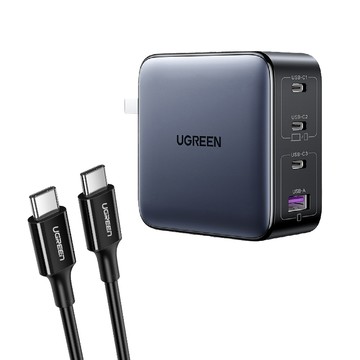 UGREEN 100W GaN 氮化鎵 快充充電器 4孔 PD+QC 附100W Type-C 傳輸線 手機筆電Switch適用