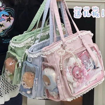 ✨寶貝嚴選✨日系透明 吧唧 漫展痛包 日常娃包 單肩包 女學生上課通勤托特包 斜挎包