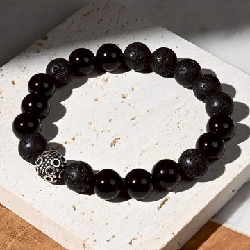 型男款-黑的格調 | 黑瑪瑙*火山岩石