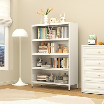 家用書櫃帶門防塵鋼制書架置物架兒童多層落地收納櫃鐵藝置物架YYY62公司貨