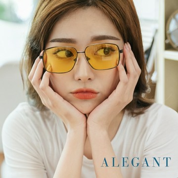 【ALEGANT】太陽黃夜視防眩光寶麗來偏光太陽眼鏡/UV400墨鏡