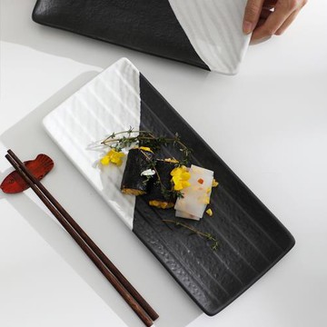 手繪日式陶瓷餐具日韓料理用品壽司擺盤創意長方盤子長條盤點心盤