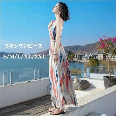 リゾートワンピース 沖縄 夏 おしゃれ 大人可愛い ロング 夏ワンピ ハワイ 結婚式 リゾートワンピ ノースリーブ ベルト付き 通販 Lineポイント最大get Lineショッピング